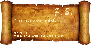 Presovszky Sebő névjegykártya